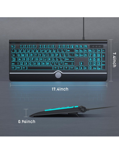 Teclado USB Retroiluminado KOPJIPPOM Grande 7 Colores