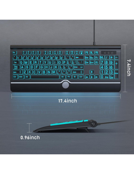 Teclado USB Retroiluminado KOPJIPPOM Grande 7 Colores