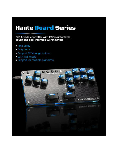 Controlador de Arcade Sehawei MINI-PLUS 16 Teclas Turbo PC/PS4/Switch