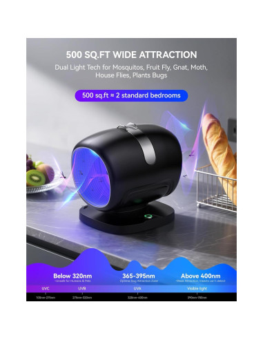 Trampa de Moscas ZEVQI POWER con Luz y Pegamento Adhesivo