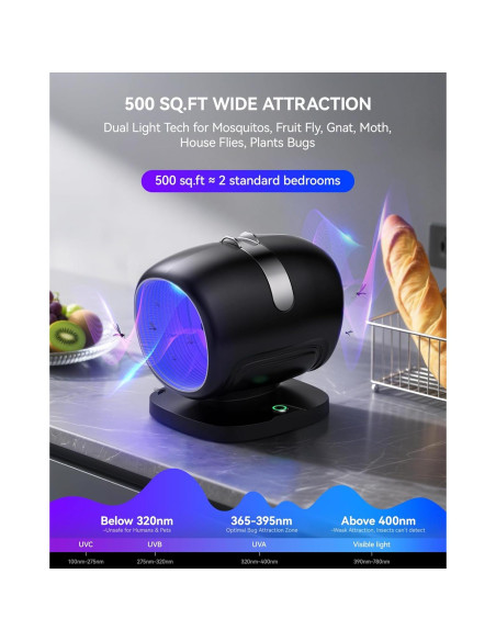 Trampa de Moscas ZEVQI POWER con Luz y Pegamento Adhesivo