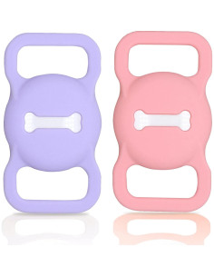 Funda Protectora Silicona AirTag Wonderfamily 2-Pack Púrpura/Rosa 2