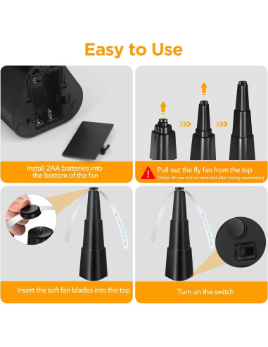 Ventilador Repelente de Moscas PIMAG - Paquete de 4, Negro