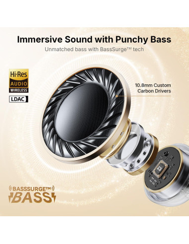 Auriculares Inalámbricos EarFun Clip, Bluetooth 6.0, 40H Batería