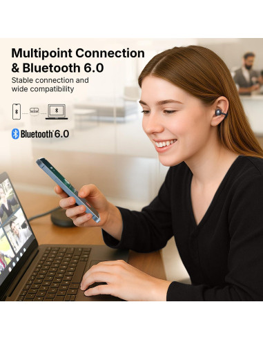 Auriculares Inalámbricos EarFun Clip, Bluetooth 6.0, 40H Batería