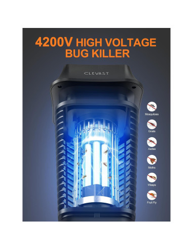 Asesino de Insectos Eléctrico CLEVAST 4200V UV para Exterior