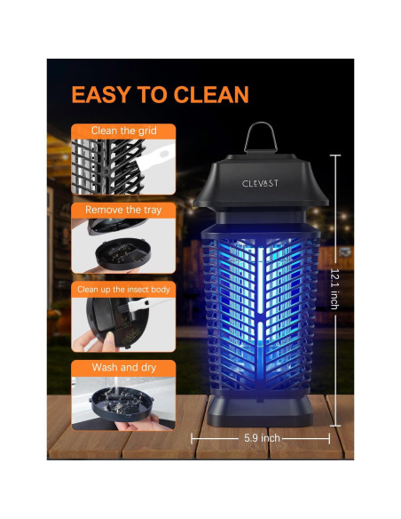 Asesino de Insectos Eléctrico CLEVAST 4200V UV para Exterior