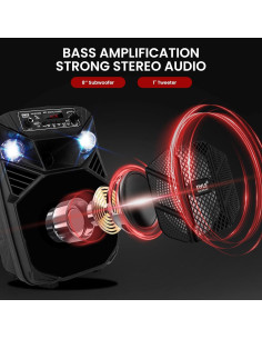Altavoz PA Portátil Bluetooth Pyle 8" 300W con Karaoke y LED 2