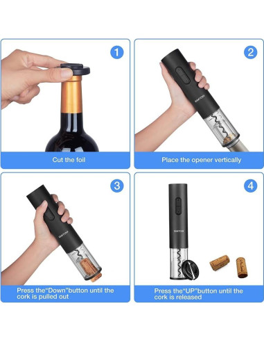 Abridor de Vino Eléctrico Ramtonx Automático Negro 258g
