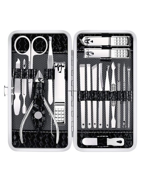 Kit de Manicura Yougai 18 Piezas Acero Inoxidable Negro