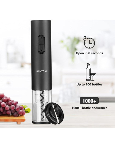 Abridor de Vino Eléctrico Ramtonx Automático Negro 258g