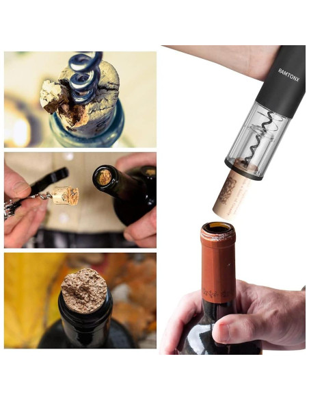 Abridor de Vino Eléctrico Ramtonx Automático Negro 258g Abridor de Vino Eléctrico Ramtonx Automático Negro 258g