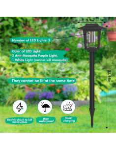 Zapper de Insectos Solar Hywean 2 Pcs Impermeable para Exterior 2