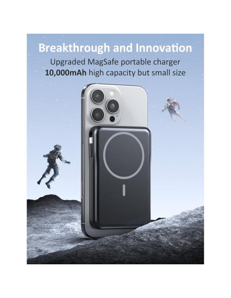 Cargador Portátil Magnético 10000mAh 20W con Cable - iPhone/Samsung