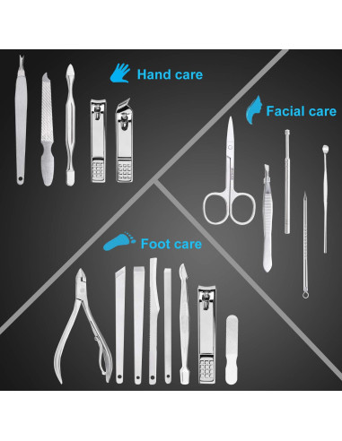 Kit de Manicura Yougai 18 Piezas Acero Inoxidable Negro