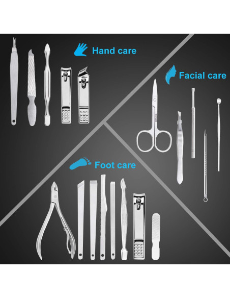Kit de Manicura Yougai 18 Piezas Acero Inoxidable Negro