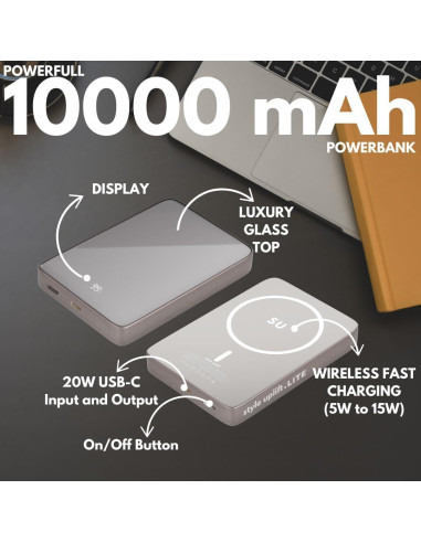 Batería Externa Magnética 10000mAh SU Lite, Carga Rápida 20W