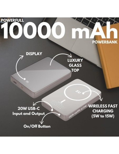 Batería Externa Magnética 10000mAh SU Lite, Carga Rápida 20W