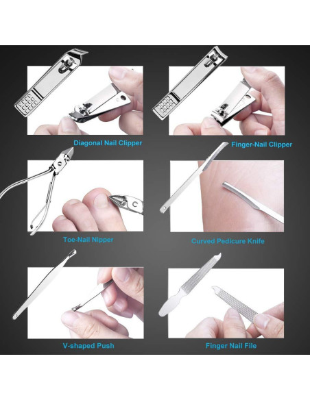 Kit de Manicura Yougai 18 Piezas Acero Inoxidable Negro