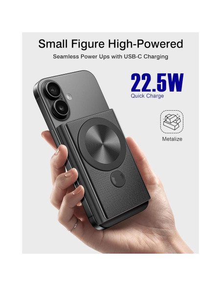 Cargador Portátil Kesguar 10000mAh Inalámbrico MagSafe Negro