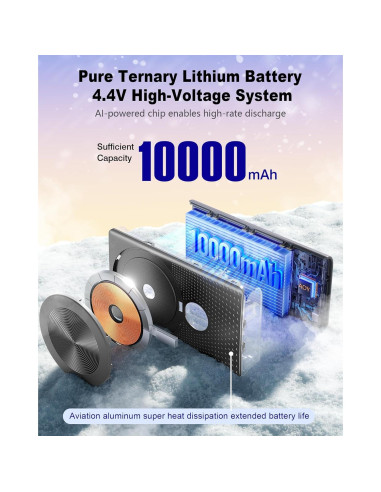 Cargador Portátil Kesguar 10000mAh Inalámbrico MagSafe Negro