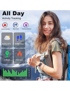 Rastreador de Fitness Auxiou Rosa - Reloj Inteligente 1.47" 2