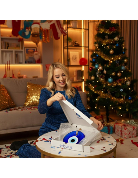 Adorno Colgante Ojo Maligno Vidrio Azul 13.7 cm - Erbulus