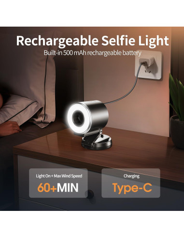 Luz de Selfie Magnética Portátil yAyusi LLD-F105 con Ventilador
