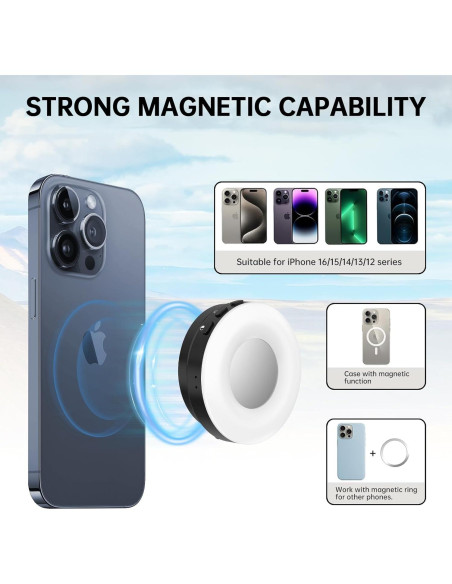 Luz de Selfie Magnética IUDSMKO con Espejo y LED Ajustable