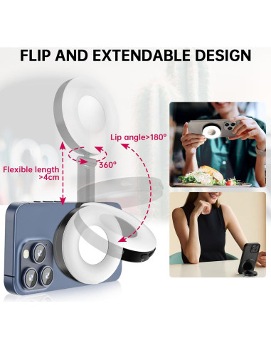 Luz de Selfie Magnética IUDSMKO con Espejo y LED Ajustable