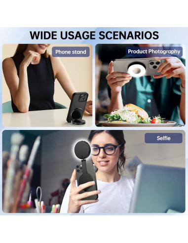 Luz de Selfie Magnética IUDSMKO con Espejo y LED Ajustable