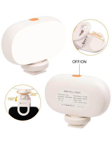 Clip de Luz para Teléfono aLLreLi - Luz de Selfie 600mAh 3 Modos