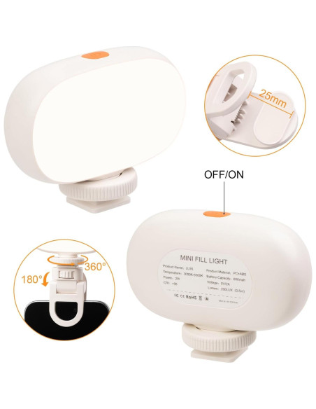 Clip de Luz para Teléfono aLLreLi - Luz de Selfie 600mAh 3 Modos