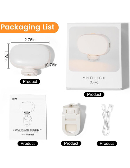 Clip de Luz para Teléfono aLLreLi - Luz de Selfie 600mAh 3 Modos