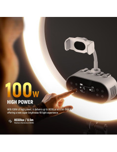 Luz de Anillo LED NEEWER RH100B 100W 2900-7000K con Soporte 2