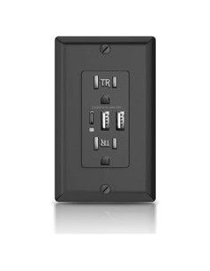 Enchufe USB C 15A Alastech con 3 Puertos 30W Negro