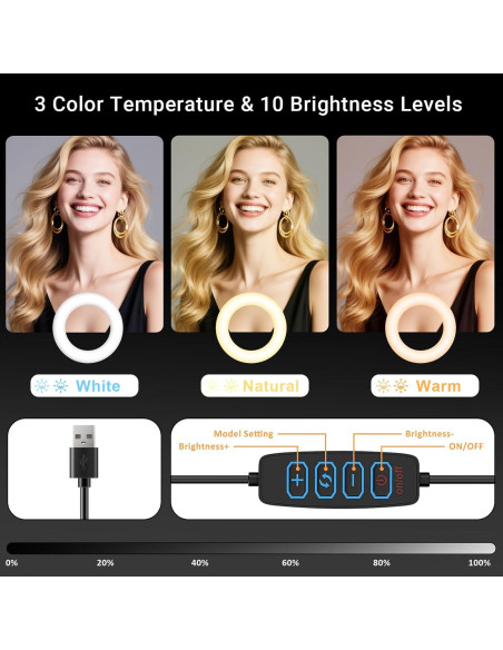 Anillo de Luz LED 10'' Wowcati con Soporte Magnético para Teléfono