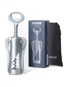 Sacacorchos Deiss de Vino Ergonómico Plateado con Abrebotellas