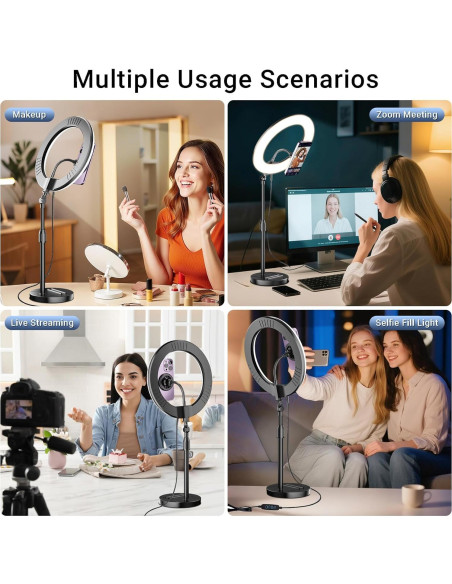 Anillo de Luz LED 10'' Wowcati con Soporte Magnético para Teléfono