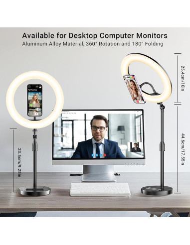 Anillo de Luz LED 10'' Wowcati con Soporte Magnético para Teléfono