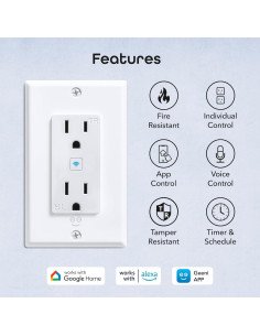 Enchufes Inteligentes Geeni WiFi en la Pared - Paquete de 4 2