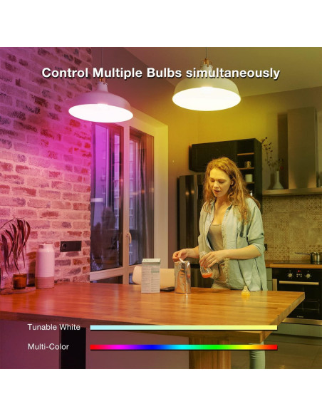 Bombillas Inteligentes Phopollo A19 E26 9W Multicolor WiFi 12 Pzas