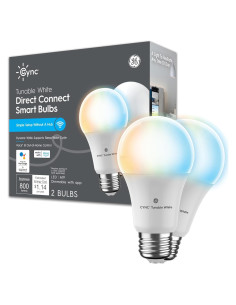 Bombillas LED inteligentes GE Cync A19, 2 Paquete, Bluetooth/Wi-Fi