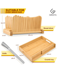Cortador de Pan Gresta de Bambú Ajustable con Bandeja 2