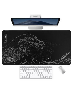 Alfombrilla de Ratón Grande KMLVILE Ola Negra 80x40 cm Antideslizante