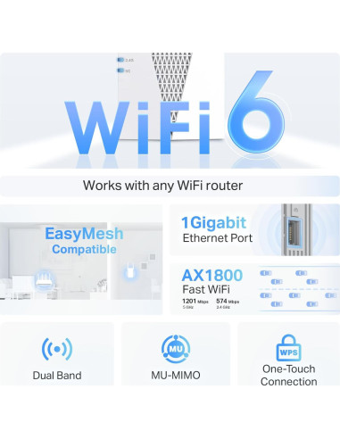Extensor de Rango WiFi 6 TP-Link RE615X AX1800 Doble Banda