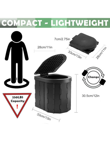 Inodoro Plegable KINSPORY para Camping y Emergencias
