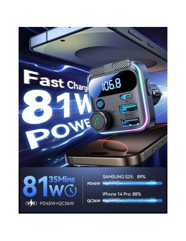 Adaptador Bluetooth 5.4 JOYROOM JR-CCB01 Cargador de Coche 81W