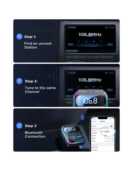 Adaptador Bluetooth 5.4 JOYROOM JR-CCB01 Cargador de Coche 81W