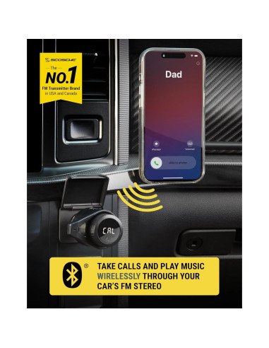 Transmisor FM Bluetooth Scosche BTFM9 para coche, carga USB-C